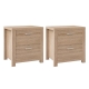 2x Bedside Table 2 Drawers - MAXI Pine