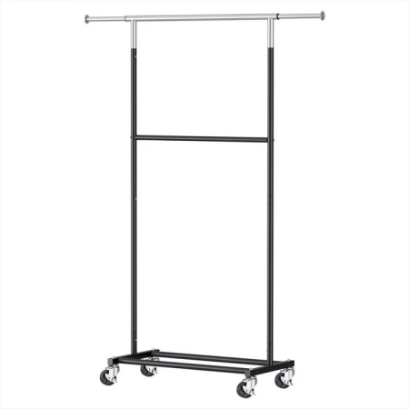 Clothes Rack Double Rod Airer Rail Coat Stand Adjustable Hanger