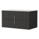 Vanity Unit 900mm Bathroom Cabinet Storage Wall Hung Black Timber Front