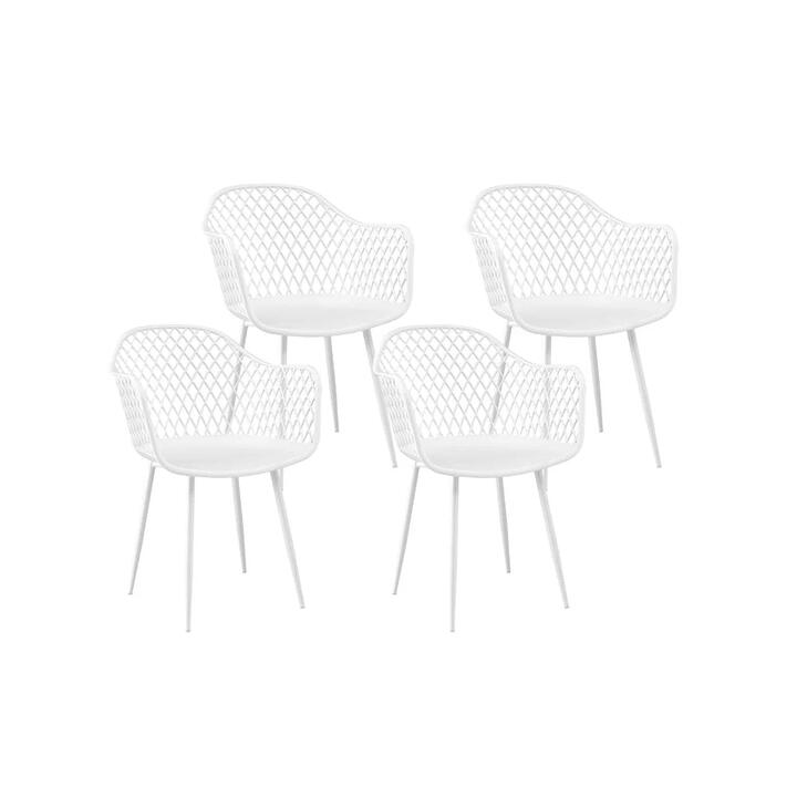 4PC Outdoor Dining Chairs PP Lounge Chair Patio Furniture Garden White