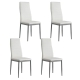 Dining Chairs Set of 4 Leather Channel Tufted White