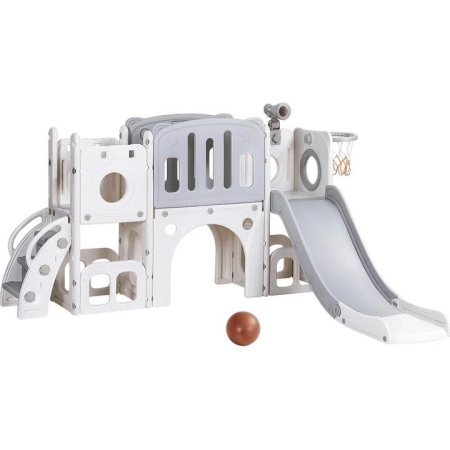 Kids Slide Swing Set Ball Hoop Rings Football Outdoor Toys