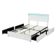 Double Bed Frame With RGB LED Lights PU Leather Upholstery 4 Storage Drawers And USB Ports - White