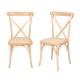 2x Dining Chairs Cross Back | Rattan Seat Wooden Frame - Natural