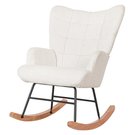 Fleece Rocking Chair with Wooden Rocker Legs - Beige