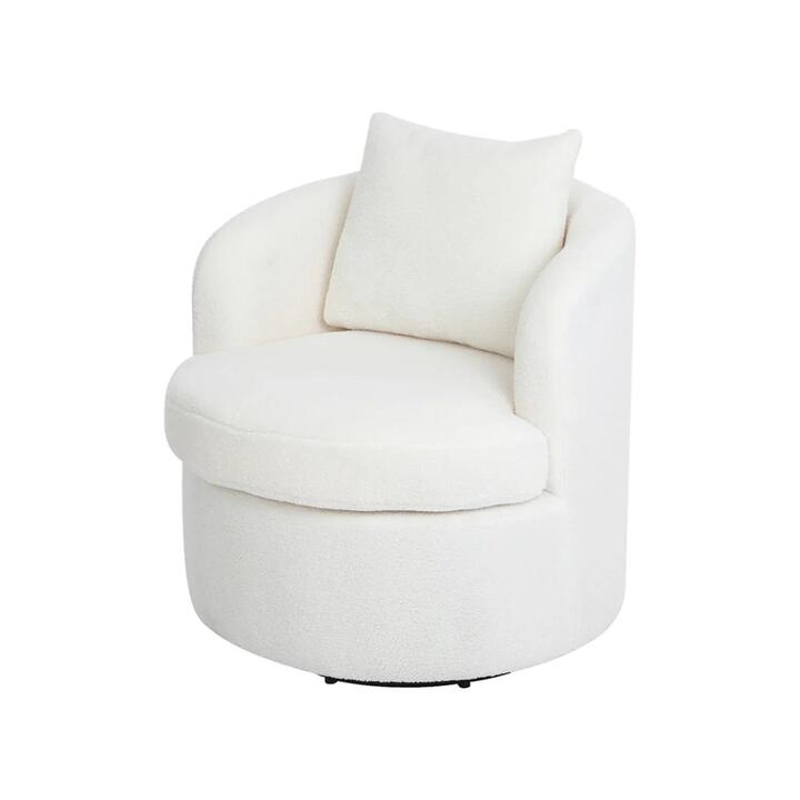 Fleece Swivel Chair With Sherpa Upholstery - Beige