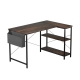 L Shaped Computer Desk With Storage Rack And Adjustable Legs - Brown