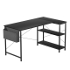 L Shaped Computer Desk With Adjustable Legs And Storage Rack - Black