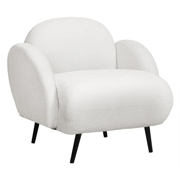 Single Sofa Chair - Sherpa Fleece Upholstery - White