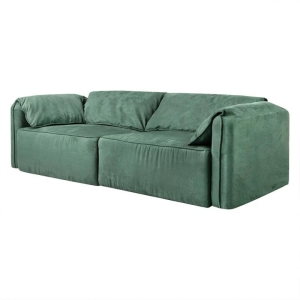 3-Seater Floor Sofa Couch - Leathaire Upholstery - Deep Green