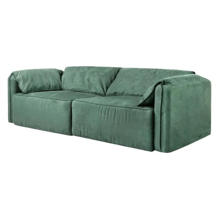 3-Seater Floor Sofa Couch - Leathaire Upholstery - Deep Green