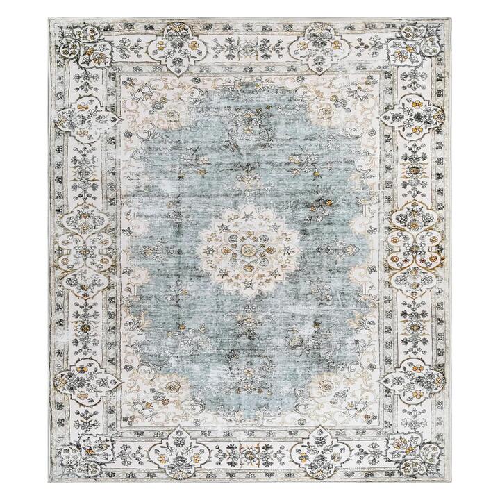 Washable Vintage Floor Rug Short Pile - Soft Non-Slip Plush Carpet 200x230cm