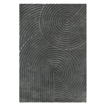 Soft Shaggy Floor Rug Geometric Jacquard 10mm Pile Non-Slip 200x290cm - Grey