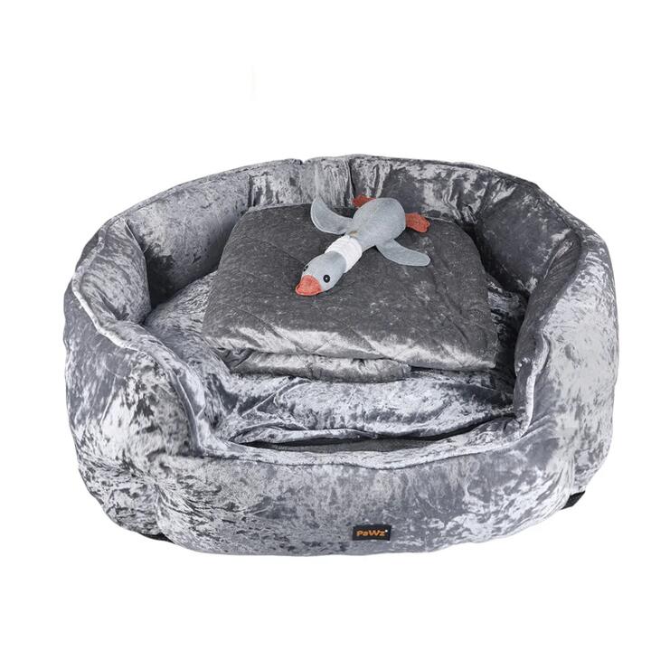 Pet Bed Set With Quilted Blanket And Toy For Dogs And Cats | Non-Siip Base