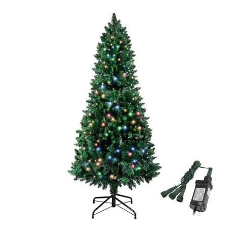 Prelit Slim Pencil Christmas Tree with Multicolor Led Lights and 8 Flash Modes (2.1 m)