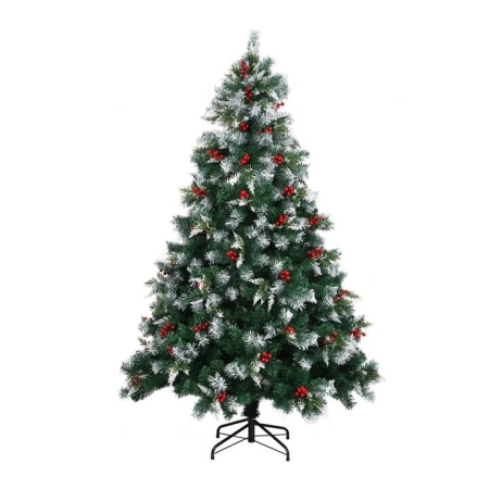 Snow-Flocked Artificial Christmas Tree with Pinecones and Stand for Festive Indoor Display (2.1 m)