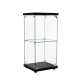 2-Tier Black Glass Display Cabinet with Lock - Tempered Glass Shelves for Home or Office