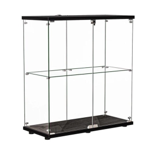 2-Tier Lockable Glass Display Cabinet with Doors - Modern Storage Showcase