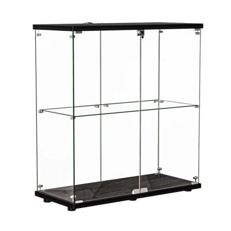 2-Tier Lockable Glass Display Cabinet with Doors - Modern Storage Showcase