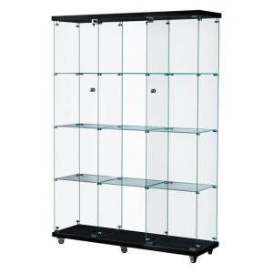 Tall 4-Tier Glass Display Cabinet with Wheels - 169cm Mobile Storage Showcase