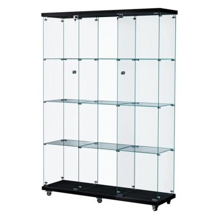 Tall 4-Tier Glass Display Cabinet with Wheels - 169cm Mobile Storage Showcase