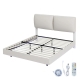 Double Floating Bed Frame with RGB LED Lights & Adjustable Headboard - White