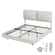 Queen Floating Bed Frame with RGB LED Lights & Adjustable Headboard - White