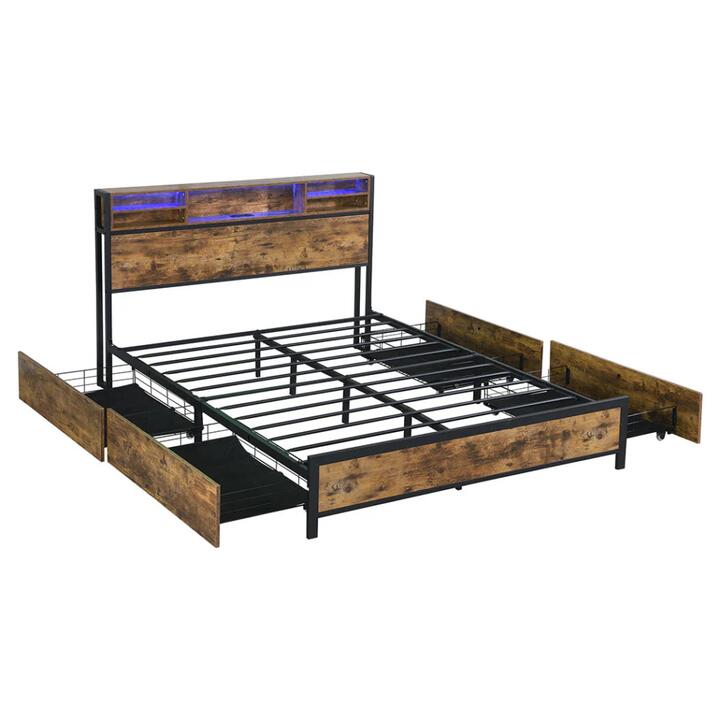Queen Bed Frame with RGB LED Light