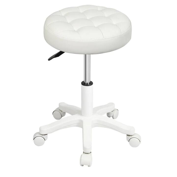 Rolling Adjustable Bar Stool with Wheels - PU Leather Swivel Seat