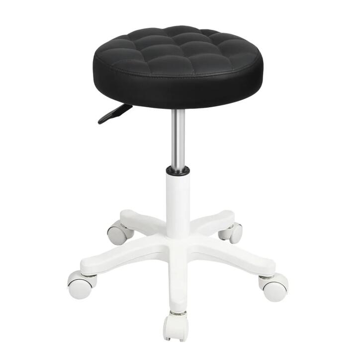 Rolling Adjustable Bar Stool with Wheels - PU Leather Swivel Seat