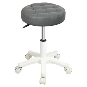 Rolling Adjustable Bar Stool with Wheels - PU Leather Seat