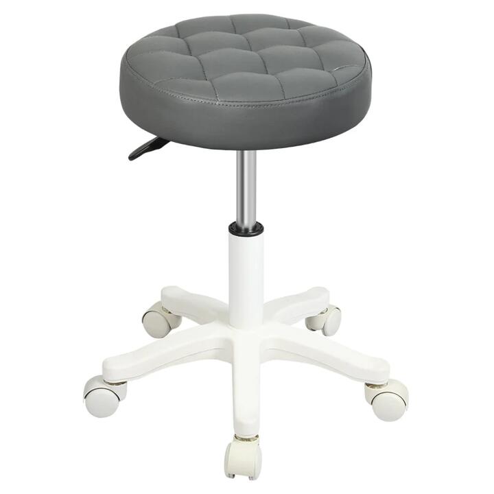 Rolling Adjustable Bar Stool with Wheels - PU Leather Seat