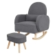 Modern Fleece Rocking Chair with Footstool | Solid Wood Frame & Ergonomic Design - Grey