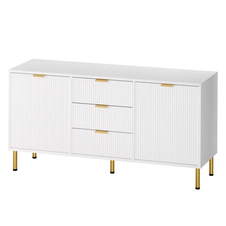 Buffet Sideboard with Drawers and Cabinets | Gold Handles - White (147 cm)