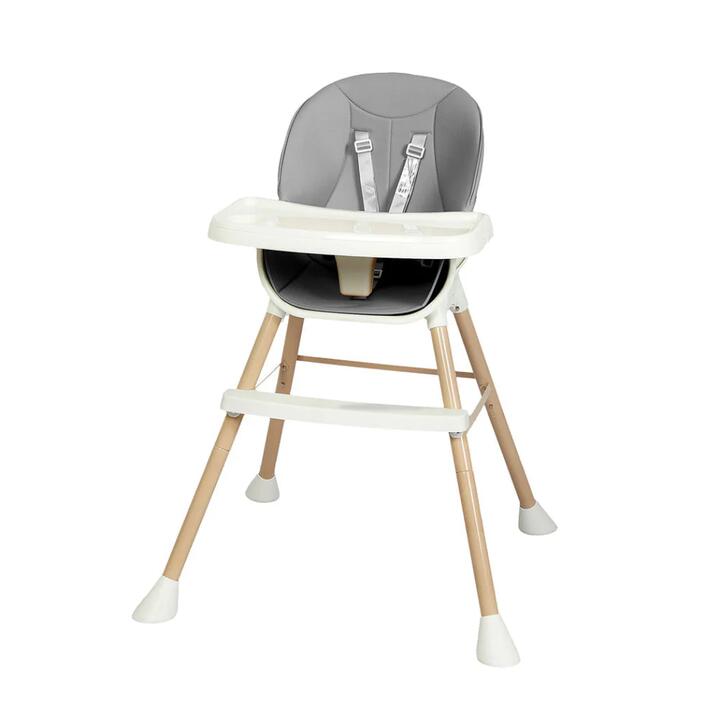 6-In-1 Baby High Chair - Convertible Infant Feeding Seat with Safety Harness and Tray (Grey)