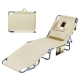 Foldable Beach Lounge Chair with Face Hole - 5-Position Tanning Chair with Pillows & Storage Pockets (Khaki)