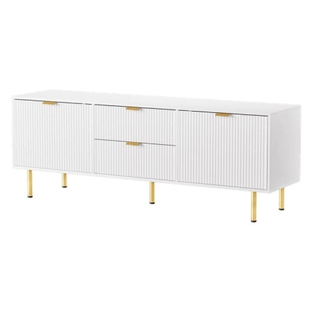 160cm Entertainment Unit | Modern White TV Cabinet with Storage & Iron Legs