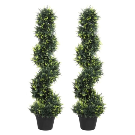 Artificial Spiral Cedar Trees | 100cm Faux Greenery for Indoor & Outdoor Use (Set of 2)