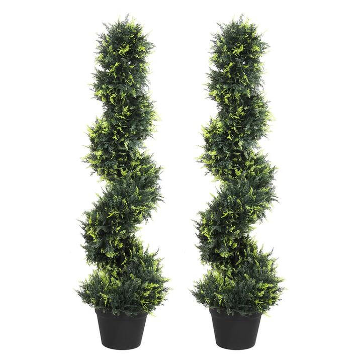 Artificial Spiral Cedar Trees | 100cm Faux Greenery for Indoor & Outdoor Use (Set of 2)