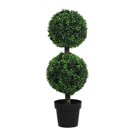Artificial Double Ball Boxwood Trees | 90cm Faux Greenery for Indoor & Outdoor Use