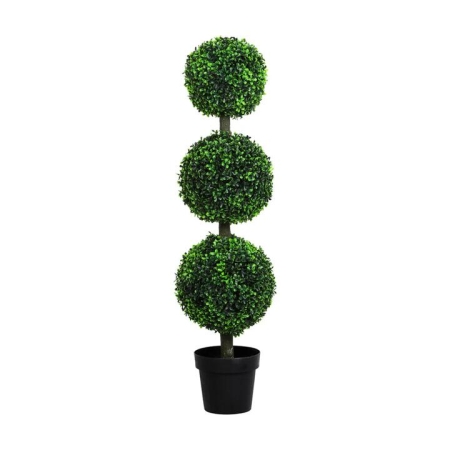 Artificial Triple Ball Boxwood Trees | 112cm UV-Resistant Faux Plants for Indoor and Outdoor Decor
