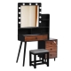 LED Dressing Table Stool Set in Black and Brown| 11 Dimmable Bulbs