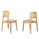 Set of 2 Rattan Dining Chairs - Solid Wood Kitchen Chairs with Cane Back
