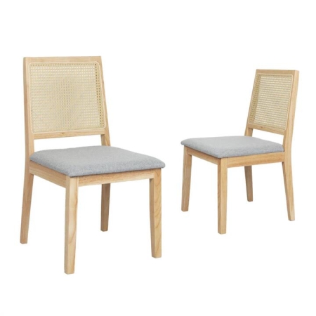 2x Rattan Dining Chairs - Solid Wood Frame