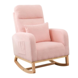 Rocking Chair with Ottoman | Plush Sherpa Fleece