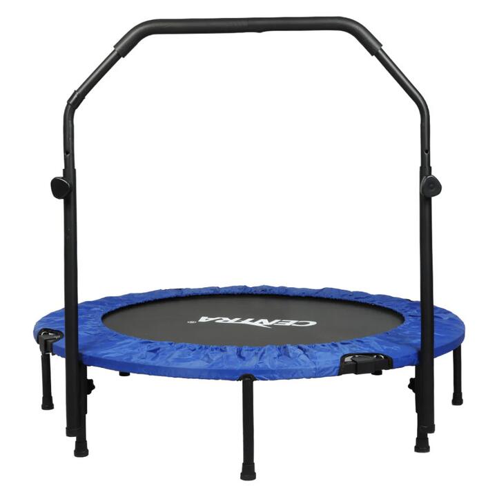 48" Foldable Fitness Trampoline Rebounder | Adjustable Handle & 150kg Capacity (Black)