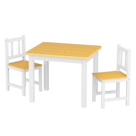 3PCS Kids Wooden Table and Chairs Set - Toddler Study & Play Furniture for Learning