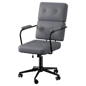 Ergonomic High-Back PU Leather Office Chair | Adjustable Computer Desk Chair with 360° Swivel & Metal Base (Grey)