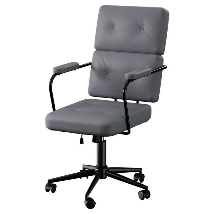 Ergonomic High-Back PU Leather Office Chair | Adjustable Computer Desk Chair with 360° Swivel & Metal Base (Grey)