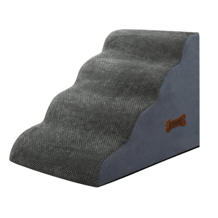 4-Step High Density Foam Pet Stairs Dog Ramp with Non-Slip Washable Cover (Grey)